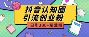 外面收费3980抖音认知圈引流创业粉玩法日引200+精准粉【揭秘】-易得个人分享