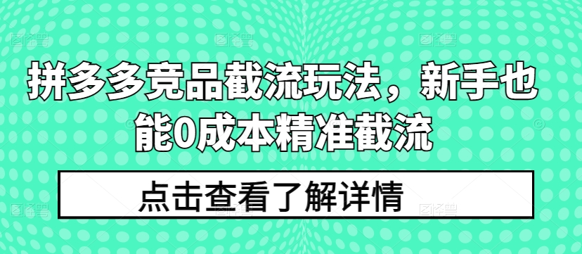 拼多多竞品截流玩法,新手也能0成本精准截流-易得个人分享