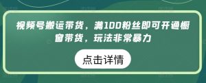 视频号搬运带货，满100粉丝即可开通橱窗带货，玩法非常暴力【揭秘】-易得个人分享