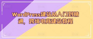 WordPress建站从入门到精通，跨境电商建站教程-易得个人分享