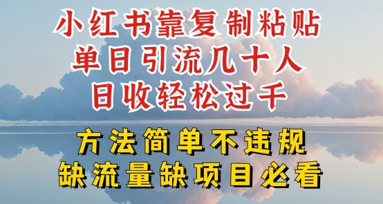 小红书靠复制粘贴单日引流几十人目收轻松过千，方法简单不违规【揭秘】-易得个人分享