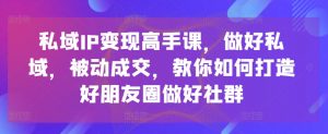 私域IP变现高手课，做好私域，被动成交，教你如何打造好朋友圈做好社群-易得个人分享