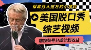 利用美国脱口秀综艺视频，撸视频号分成计划收益，每天只需一小时，月入过W【揭秘】-易得个人分享