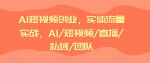 AI短视频创业，实体流量实战，AI/短视频/直播/私域/团队-易得个人分享