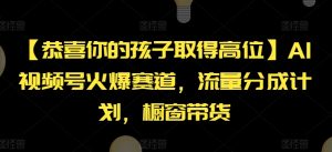 【恭喜你的孩子取得高位】AI视频号火爆赛道，流量分成计划，橱窗带货【揭秘】-易得个人分享