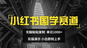 小红书国学赛道，无脑粘贴复制，单日1K，实操演示，小白即刻上手【揭秘】-易得个人分享