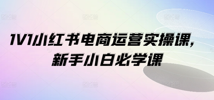 1V1小红书电商运营实操课，新手小白必学课-易得个人分享