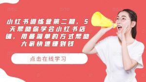 小红书训练营第二期，5天帮助你学会小红书店铺，用最简单的方式帮助大家快速赚到钱-易得个人分享