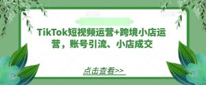 TikTok短视频运营+跨境小店运营，账号引流、小店成交-易得个人分享