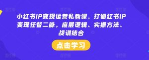 小红书IP变现运营私教课，打通红书IP变现任督二脉，底层逻辑、实操方法、战训结合-易得个人分享