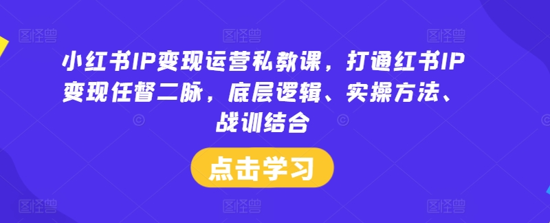 小红书IP变现运营私教课，打通红书IP变现任督二脉，底层逻辑、实操方法、战训结合-易得个人分享