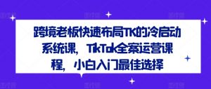 跨境老板快速布局TK的冷启动系统课,TikTok全案运营课程,小白入门最佳选择-易得个人分享