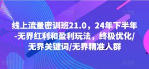 线上流量密训班21.0，24年下半年-无界红利和盈利玩法，终极优化/无界关键词/无界精准人群-易得个人分享