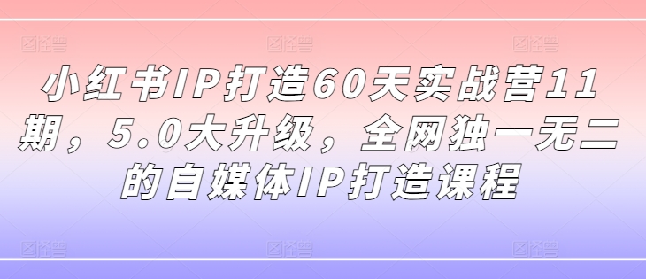 小红书IP打造60天实战营11期，5.0大升级，全网独一无二的自媒体IP打造课程-易得个人分享