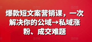 爆款短文案营销课，一次解决你的公域→私域涨粉、成交难题-易得个人分享