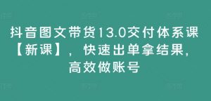 抖音图文带货13.0交付体系课【新课】，快速出单拿结果，高效做账号-易得个人分享