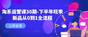 淘系运营课30期-下半年旺季新品从0到1全流程-易得个人分享