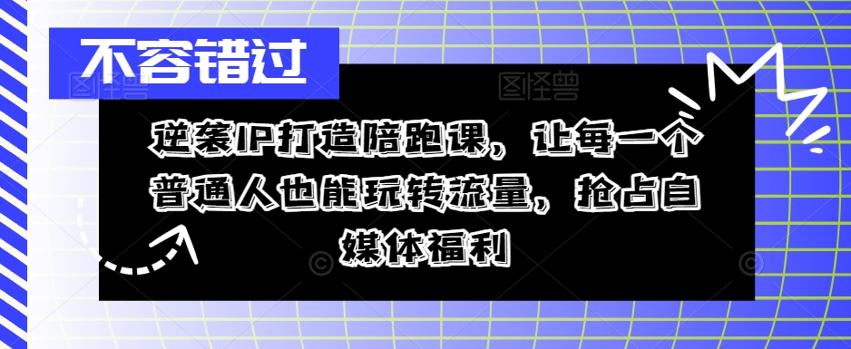 逆袭IP打造陪跑课，让每一个普通人也能玩转流量，抢占自媒体福利-易得个人分享