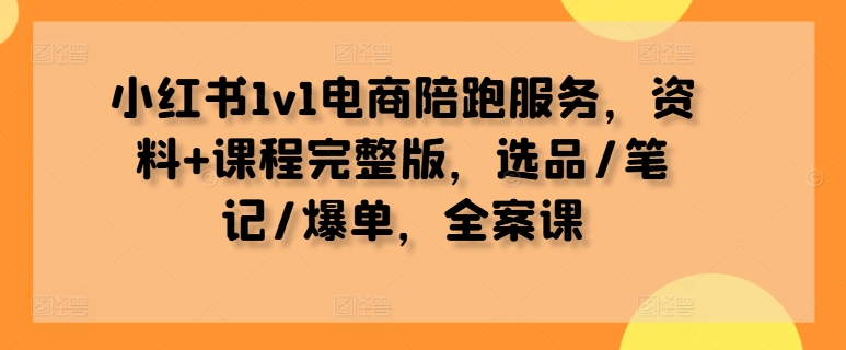 小红书1v1电商陪跑服务，资料+课程完整版，选品/笔记/爆单，全案课-易得个人分享