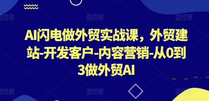 AI闪电做外贸实战课，​外贸建站-开发客户-内容营销-从0到3做外贸AI（更新）-易得个人分享