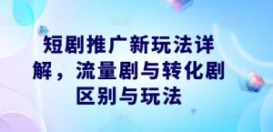 短剧推广新玩法详解，流量剧与转化剧区别与玩法-易得个人分享