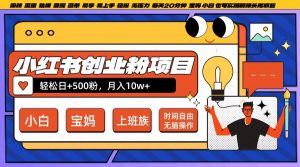小红书创业粉项目日+500粉，每天20分钟躺赚长尾收益，无脑操作，宝妈，小白抓紧冲【揭秘】-易得个人分享