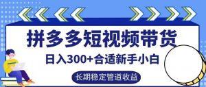 拼多多短视频带货日入300+有长期稳定被动收益，合适新手小白【揭秘】-易得个人分享