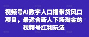 视频号AI数字人口播带货风口项目，最适合新人下场淘金的视频号红利玩法-易得个人分享