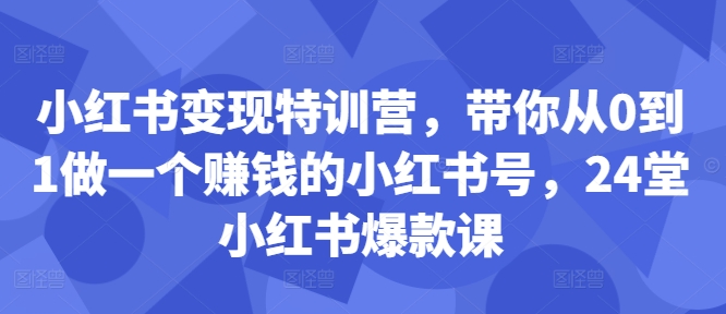 小红书变现特训营，带你从0到1做一个赚钱的小红书号，24堂小红书爆款课-易得个人分享