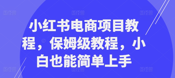 小红书电商项目教程，保姆级教程，小白也能简单上手-易得个人分享