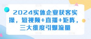 2024实体企业获客实操，短视频+直播+矩阵，三大维度引爆流量-易得个人分享