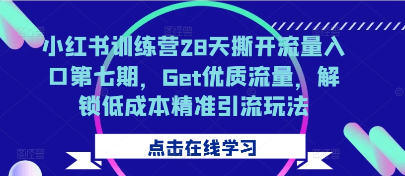 小红书训练营28天撕开流量入口第七期，Get优质流量，解锁低成本精准引流玩法-易得个人分享