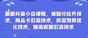 最新抖音小店课程，体验分拉升技术，商品卡引流技术，投流效果优化技术，精选联盟引流技术-易得个人分享