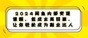 2024闲鱼内部变现课程，低成本高回报，让你轻松成为副业达人-易得个人分享