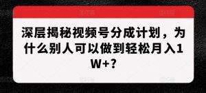 深层揭秘视频号分成计划，为什么别人可以做到轻松月入1W+?-易得个人分享