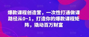 爆款课程创造营，​一次性打通做课路径从0~1，打造你的爆款课程矩阵，撬动百万财富-易得个人分享
