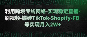利用跨境专线网络-实现稳定直播-刷视频-搬砖TikTok-Shopify-FB等实现月入2W+【揭秘】-易得个人分享