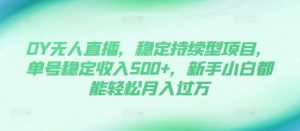 DY无人直播，稳定持续型项目，单号稳定收入500+，新手小白都能轻松月入过万【揭秘】-易得个人分享