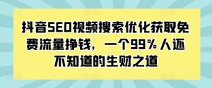 抖音SEO视频搜索优化获取免费流量挣钱，一个99%人还不知道的生财之道-易得个人分享