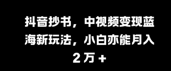 抖音抄书，中视频变现蓝海新玩法，小白亦能月入 过W【揭秘】-易得个人分享