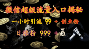 微信超级流量入口揭秘：一小时引流 99 + 创业粉，日涨粉 999 +-易得个人分享