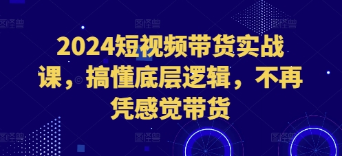 2024短视频带货实战课，搞懂底层逻辑，不再凭感觉带货-易得个人分享