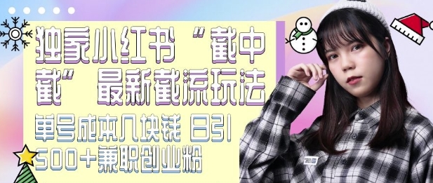 最新小红书截流玩法 独家截中截 单号成本几块钱 日引500+CY粉JZ粉-易得个人分享