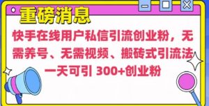 快手最新引流创业粉方法，无需养号、无需视频、搬砖式引流法【揭秘】-易得个人分享