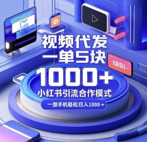 视频代发，一单5块，小红书引流合作模式，一部手机轻松日入多张【揭秘】-易得个人分享