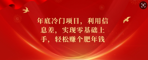 年底冷门项目，利用信息差，实现零基础上手，轻松赚个肥年钱【揭秘】-易得个人分享