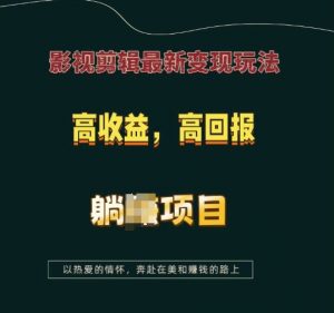 影视剪辑最新变现玩法，高收益，高回报，躺Z项目【揭秘】-易得个人分享