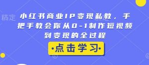 小红书商业IP变现私教，手把手教会你从0-1制作短视频到变现的全过程-易得个人分享
