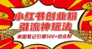 小红书创业粉引流神玩法，单图笔记引爆500+精准创业粉丝，私信狂潮接连不断-易得个人分享