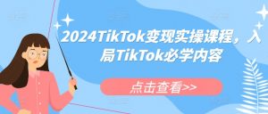 2024TikTok变现实操课程，入局TikTok必学内容-易得个人分享